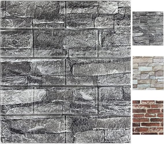 10 Pieces of 3D wall Panels Peel and Stick, Anti-Collision self-Adhesive Faux Stone wall Panel, Antique Foam wall Panel, Imitation Brick wall Panel