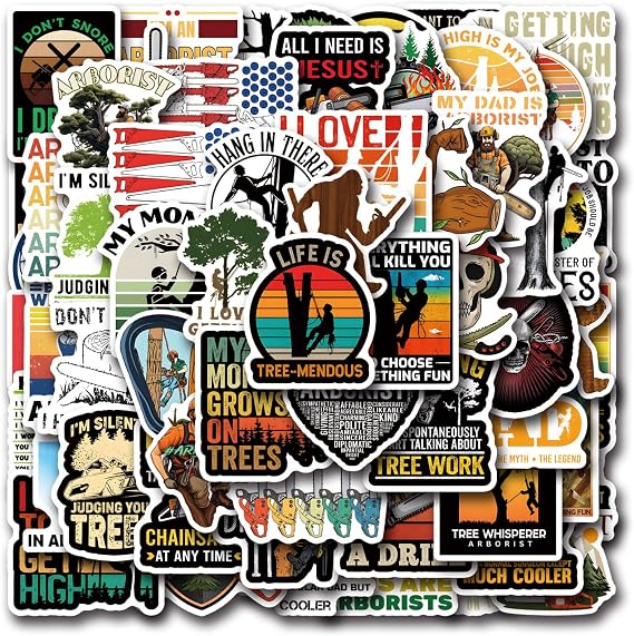 62pcs Arborist Aesthetics Cartoon Waterproof Vinyl Stickers for Water Bottles Laptop Suitcase for Birthday Party Supplies Halloween Decoration Favors