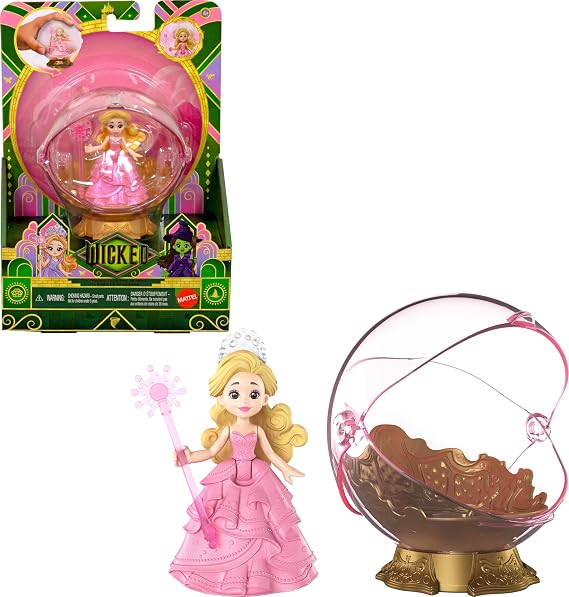 Mattel Universal Pictures Wicked Glindas Floating Bubble Toyset with Vehicle & Glinda Small Doll in Signature Look, Inspired by The Movie