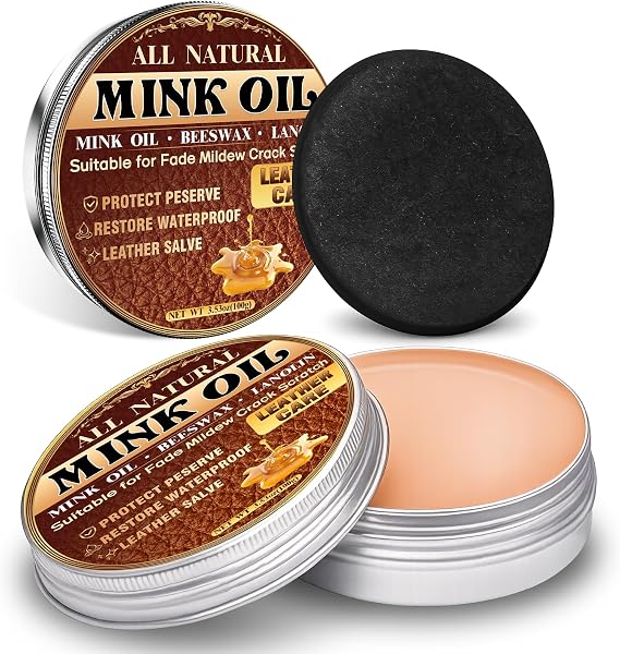 Leather Conditioner 100g, Mink Oil & Honey Formula Leather Balm, Leather Cleaning & Protection, Deep Conditioning Moisture, Long-Lasting Care for Furniture, Car Seats, Boots, Bags, Jackets and Shoes