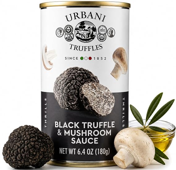 Black Truffle & Mushroom Sauce 6.4oz, Italian for Pasta, Pizza, Meat & Fish | Urbani Truffles - Versatile & Easy to Use - Authentic, GMO-Free, All-Natural, No Artificial Ingredients