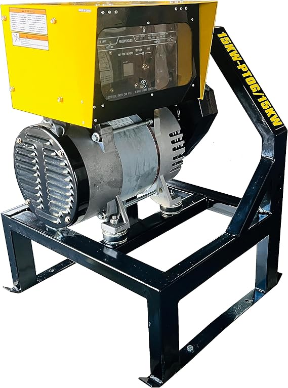 PTO Electric Alternator 15KW Continuous /16KW Peak-15000 Watts Running /16000 Watts Surge- Tractor-Driven Power Take-Off Alternator with Panel Frame and 23" Long Output Shaft w/ 3-Point Hitch Mount