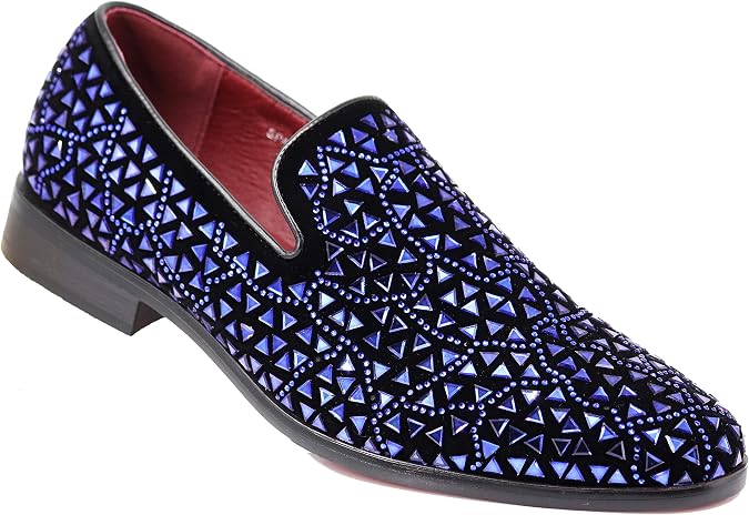 SPK27 Men's Rhinestone Sparkling Suede Dress Shoes Loafer Classic Designer Moccasins