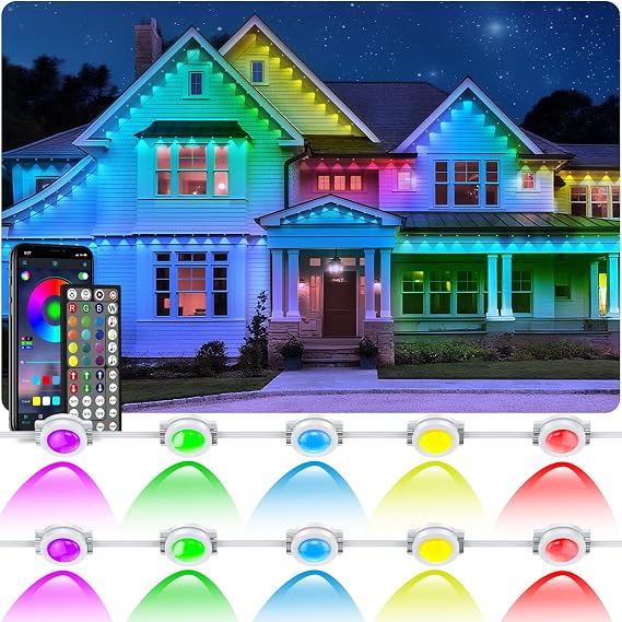 LETIANPAI 300FT Permanent Outdoor Lights,RGB Eaves Light with App Control Remote,DIY Scene Modes IP67 Waterproof Under Eave Lighting,Outdoor Lights for Decor,Garden Decor,House,Party