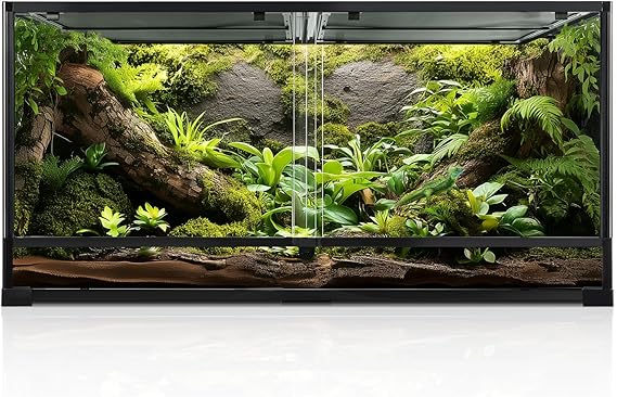 120 Gallon Reptile Terrarium, Tempered Glass Reptile Tank, Front Opening Terrarium with Top Screen Ventilation & Water-Holding Bottom, 4x2x2 Large Enclosure for Bearded Dragon, Snake, Lizard