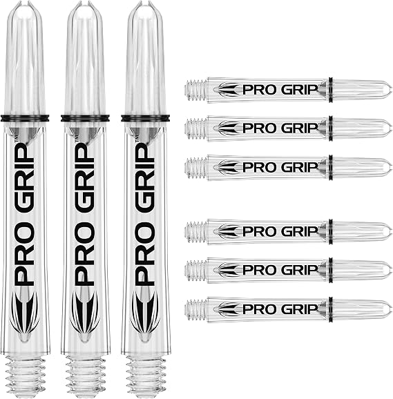 Target Darts Pro Grip Shafts Set of 9 | 3 Sizes (Short, Intermediate, Medium), 12 Colours | Dart Stems, Professional Darts Accessories, 2BA Shaft Multipack with Rings