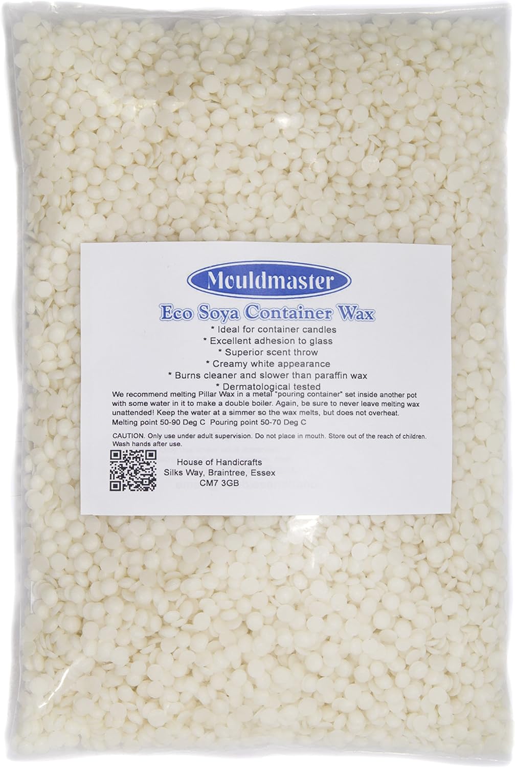 Mouldmaster Soy Container Candle Wax pellets 500g, SOYA, CreamOff White, 24 x 12 x 1 cm