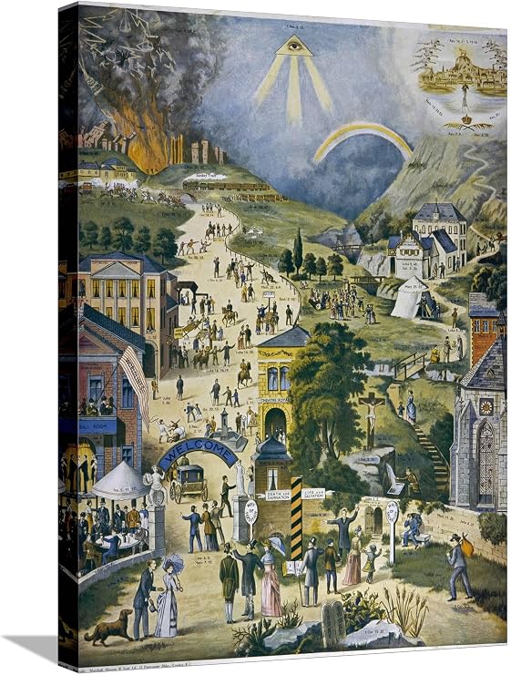 AllPosters Stretched Canvas Print The Broad and Narrow Way, the Narrow Road to Heaven Contrasted with the Broad Way to Hell, 18x24