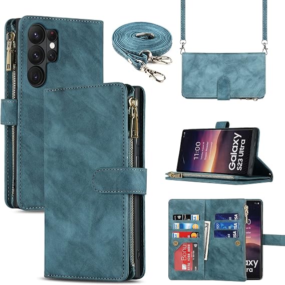Cavor for Samsung Galaxy S23 Ultra Case Wallet for Women, Light Blue