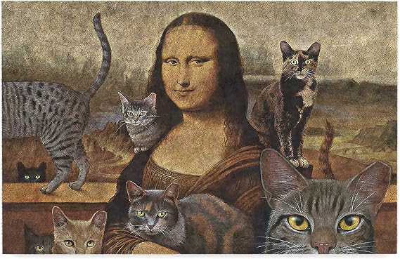 Monnhein Kedi Köpek Komik Tasarımlı Dekoratif Kapı önü Paspas, Dış Mekan/Ev İçi/Banyo/Mutfak/Yatak Odası/Giriş Paspasları (Mona Lisa, 40x60)