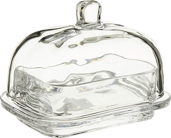 Abbott Collection Large Rectangle Covered Butter Dish with Lid, Clear Glass (6.5"L)