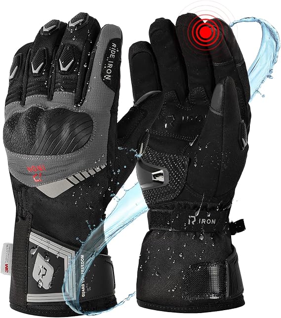 RIDEIRON Winter Motorcycle Gloves Waterproof Riding Gloves Warm Windproof Touchscreen Cold Weather Gloves for Men Women