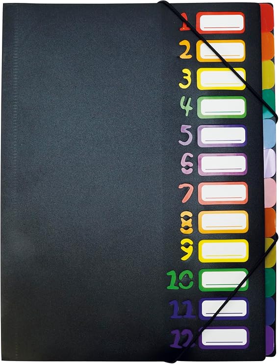 TimeTEX Tisch-Fachermappe 1-12 A4-Plus, farbig mit Verschlussgummi