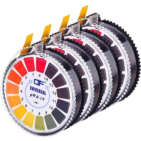 Universal pH Test Paper Strips pH Test Strips Roll, pH Measure Full Range 0-14， 16.4 ft/Roll (4 Rolls)