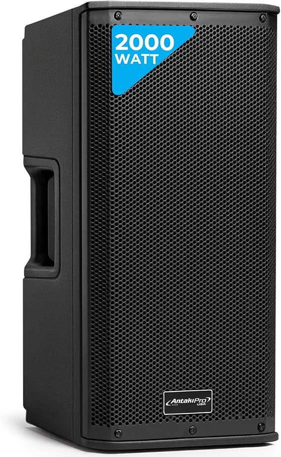 ANTAKIPRO 15-Inch 2-Way Active Loudspeaker - 2000W 4 Ohms Wireless Speaker with USB Inputs, Digital Signal Processing, TWS, XLR & RCA, Loud Outdoor Bluetooth Speaker Suitable for DJs & Sound Systems