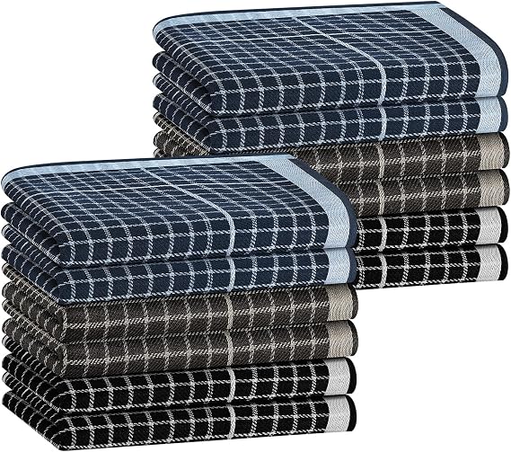 HOULIFE Mens Cotton Hankerchieves, Cotton Striped Checkered Pattern Handkerchief with Assorted Color Vintage Hankies