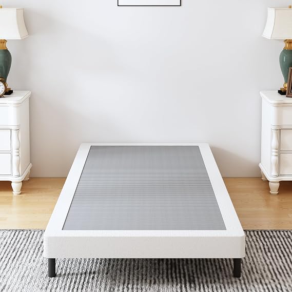 Vaciwe Box Springs Twin 4 Inch Mattress Foundation with Fabric Cover | Heavy Duty Metal, Easy Clean Cover, 3000lbs Weight Capacity, Non-Slip, No Noise, Easy Assembly