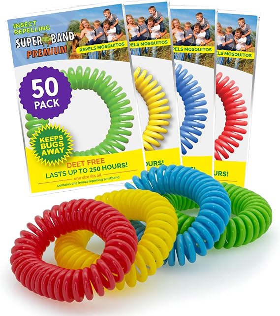 Superband Regular SBN39050 - Neon color - Insect Repelling Bracelet - All Natural Mosquito Repellent - 200 Hours Protection - Pack of 50