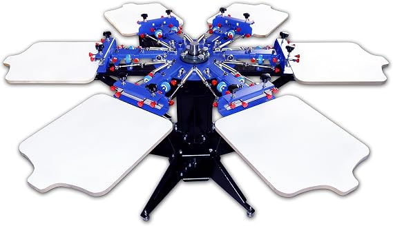 Screen Printing Machine 6 Color 6 Station Screen Printing for T-Shirt DIY Micro-Registration Screen Printing Press Silk Screen Removable Pallet
