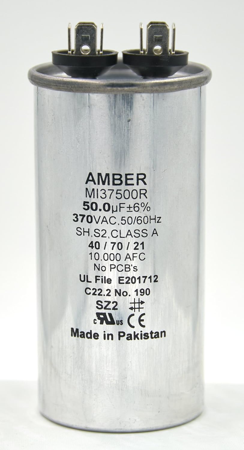 AMBER - 80 MFD 440 VAC - MI44800R - Round Single 80 MFD 440V - Motor Run HVAC Capacitor ; Works with All Brands: Lennox; RHEEM; Trane; Carrier; GENTAQ; Titan PRO; Dayton; PROLINE