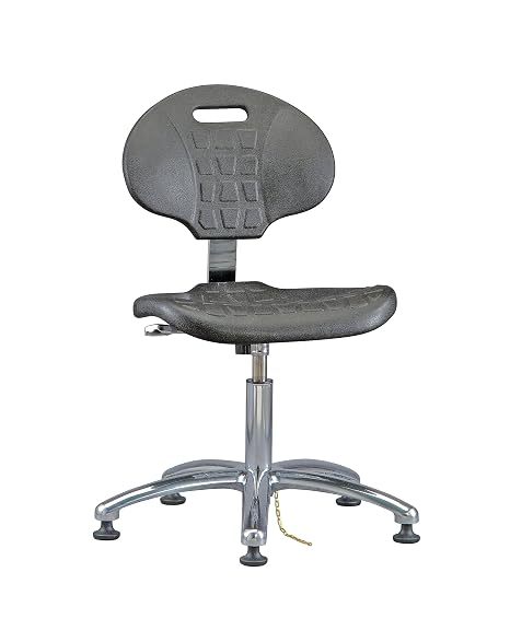 7050E Class 10 Certified Cleanroom Ergonomic ESD Chair, Polished Aluminum Base, 14-1/2"to 19-1/2" Height Adjustment