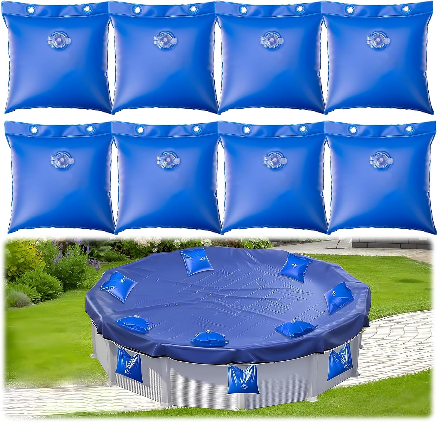 10 Pack Swimming Pool Cover Hanging Bag, 4mm Pool Water Bag, Winter Pool Cover Weights for Above Ground Pool, Swimming Pool Cover Hanging Bag for Closing Kit, 11.8″L × 11.8″W