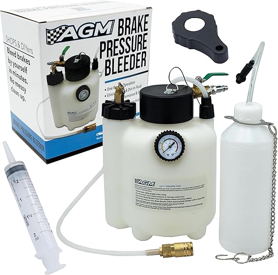 3L Capacity Professional Pressure Vacuum Brake Bleeder Kit - One Man Brake Bleeder Kit works w ABS, Air Compressors - Includes 1L Catch Bottle, Syringe, Filler Cap Wrench - Break In Kits for Vehicles