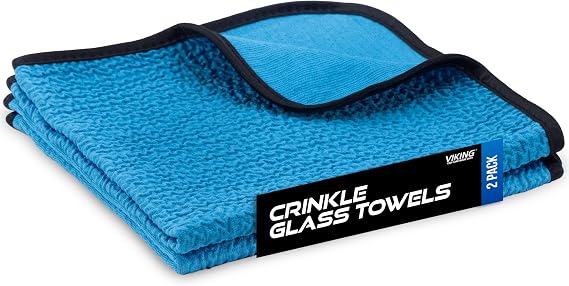 VIKING Glass Microfiber Cleaning Cloth for Car, 16 inch x 16 inch, 2 Pack