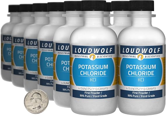 Potassium Chloride 3 Pounds in 12 Bottles 99% Pure Food/Grade/Fine Powder