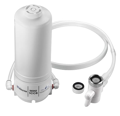 Home Master HM-MINI-1CCB Countertop Faucet Filter, 1500 Gallons Replaceable Filter, 1-Micron Absolute, Powerful Catalytic Carbon, Removes Chloramines, Chlorine, Chemicals, VOCs & More, Made in USA