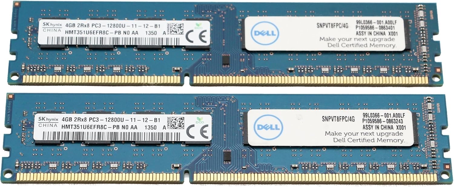2 x Hynix HMT351U6EFR8C-PB 4GB PC3-12800U Desktop Memory