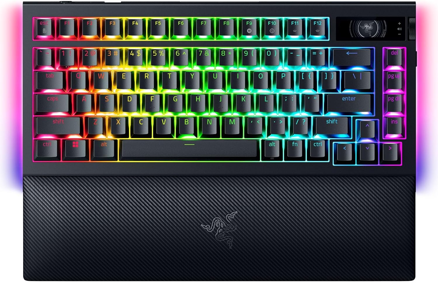 Razer Razer BlackWidow V4 Pro 75% HyperSpeed and HyperPolling Enabled 4K Hz Wireless Mechanical Keyboard, Orange Tactile Mechanical Switch, Command Dial, OLED Display, RGB 2-Sided Underglow and
