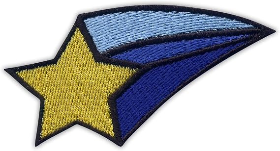 Shooting Star - Blue Tail - Black Hook and Loop - Embroidered Patch/Badge/Emblem