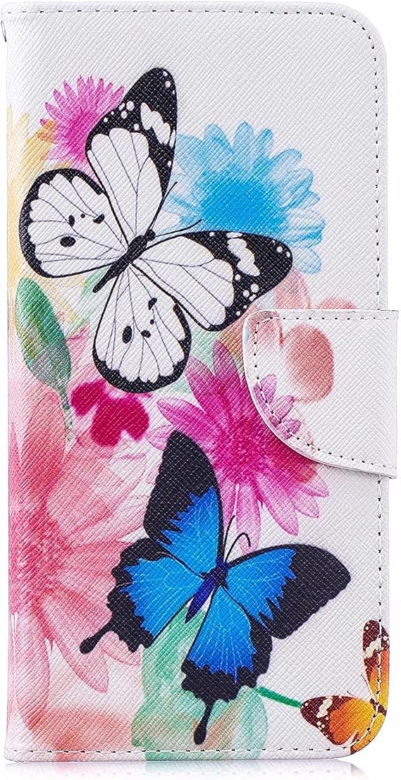 For iPhone 15 Pro Max Case Leather Wallet Flip Folio Stand View Bookstyle Case with Card Holder Stand Silicone Bumper Shockproof Slim PU Phone Cover for iPhone 15 Pro Max Blue Butterfly