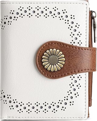 SENDEFN Small Wallets for Women Bifold RFID Blocking Leather Card Holder Compact Wallet with Zipper Coin Pocket