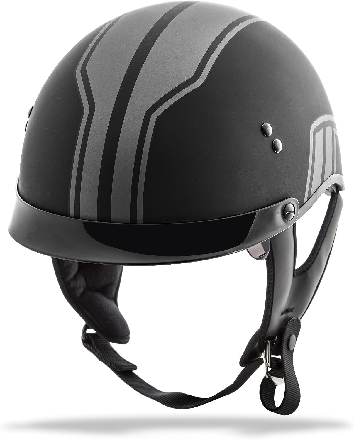 GMAX GM65 Mens Full Dress Half Face Motorcycle Street Helmet - Twin Flat BlackSilver X-Small