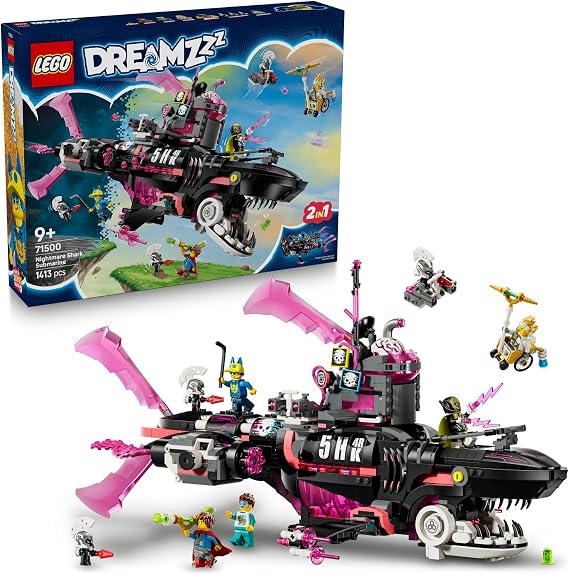LEGO DREAMZzz Kabus Köpek Balığı Denizaltısı 71500-9 Yaş ve Üzeri Deniz Tutkunu Çocuklar için Köpek Balığı ve Denizaltı İçeren Yaratıcı Oyuncak Yapım Seti, Doğum Günü Hediyesi (1413 Parça)