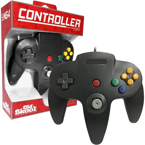 Old Skool Wired Game Controller Compatible with Nintendo 64 - Black Gamepad
