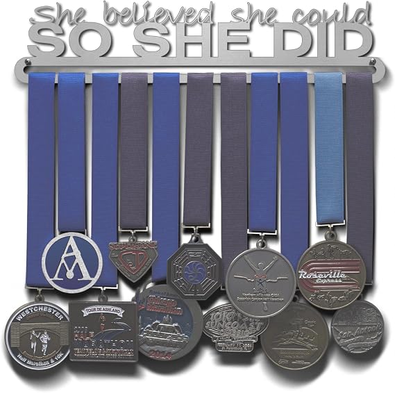 Allied Medal Hangers - She Believed She Could So She Did (Text Only): Awards Display Rack Holder - Multiple Size Options Available
