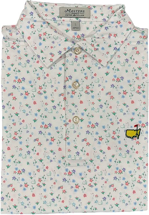 PETER MILLAR Masters Men's Performance Tech Caddie and Azaleas Pattern Golf Shirt Polo
