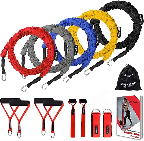 14 PCS Resistance Bands Set, Exercise Tubes, 20lbs to 40lbs Workout Bands