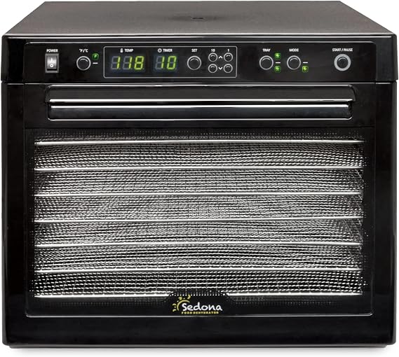 Tribest Sedona Classic SD-S9000-B Digital Food Dehydrator, Black with Stainless Steel Trays