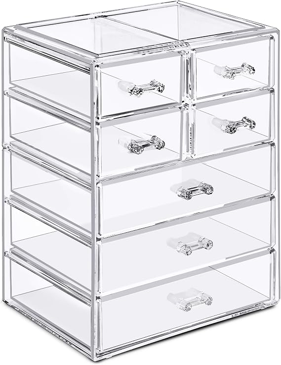 Sorbus 7-Drawer Makeup Organizer with Small & Wide Drawers (Clear)