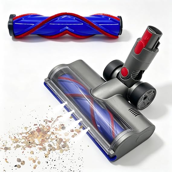 4-LED Light Vacuum Head Replacement Parts for Dyson V7 V8 V10 V11 V15 | Anti-Scratch,Flexible Rotation,Lights Hard-to-Reach Areas, ABS Engineering Plastic,for Thin Carpets,Rugs,Hard Floor(1+1)