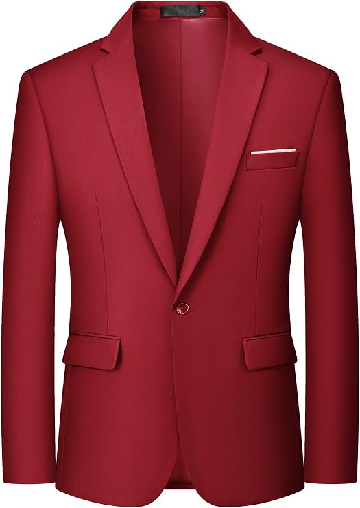 MAGE MALE Men's One Button Blazer Casual Solid Color Suit Jacket Slim Fit Lightweight Sport Coats Blazers
