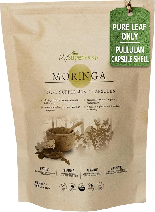 MySuperfoods Moringa 1500mg, 180 Pullulan Capsules, Pure Leaf Only