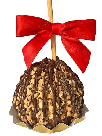 Holiday Milk Chocolate Caramel Apple with Peanuts | Candy Apple | Granny Smith Apples Dipped in Caramel | Candied Apples | Delicious Gift | Handmade in Small Batch | to Arrive Fresh