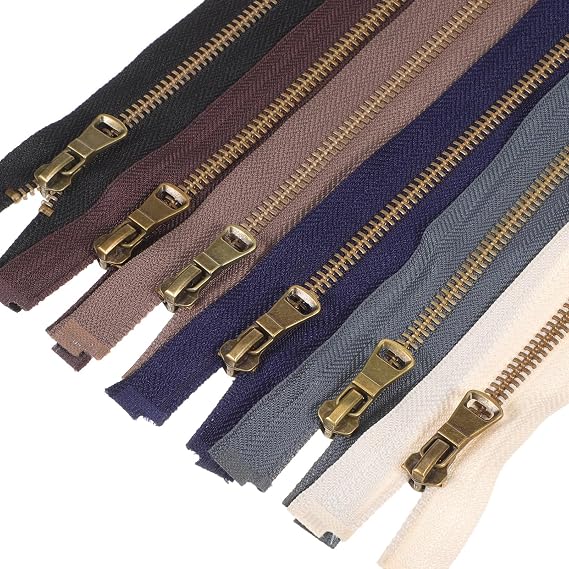 VILLCASE 6 Pcs Jacket Zippers 20.86 Inch Metal Separating Zipper Close End for Sewing Crafts and DIY Projects Durable Replacement Zipper for Jackets and Coats