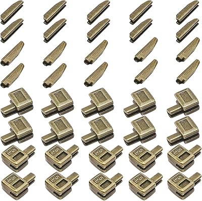 JOSDIOX 20 Sets Size 5 Metal Zipper Latch Slider Retainer Insertion Pin Zipper Bottom Box Stopper for Repairs Bronze