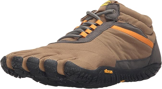 Vibram Men's FiveFingers Trek Ascent Insulated | Barefoot All-Terrain Outdoor Shoe for Hiking & Light Trail, Khaki/Orange, 47 EU / 12-12.5 US